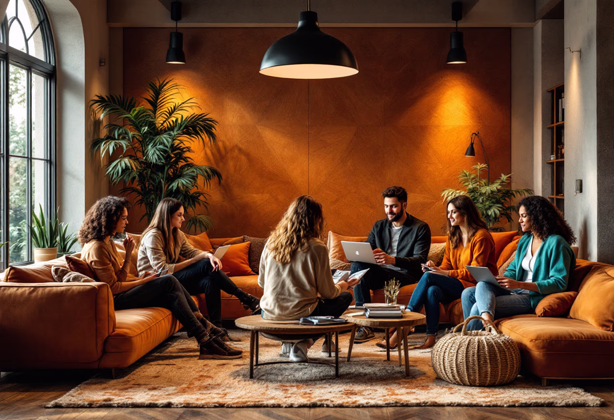 image of a digital brainstorming session (for a ai marketing tech company)